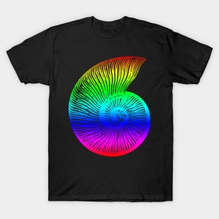 Ammonite Colorful Rainbow Fossil Design T-Shirt